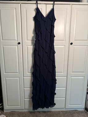 blue ruffled dress Veda Long Sleeve Floral Tiered Ruffle Maxi Dress Blue main image 0